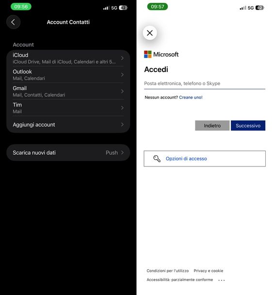 Cambiare account Microsoft iOS