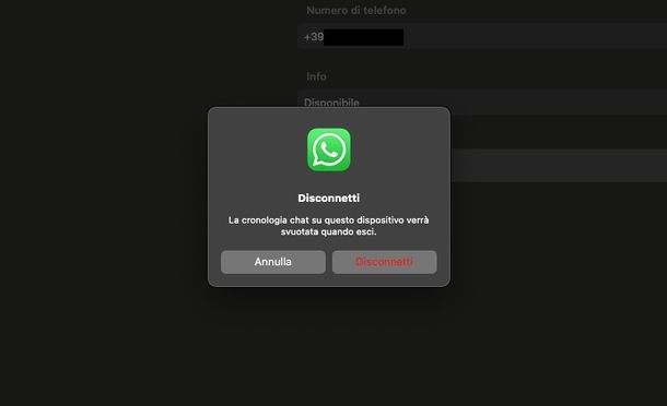 Cambiare account WhatsApp macOS