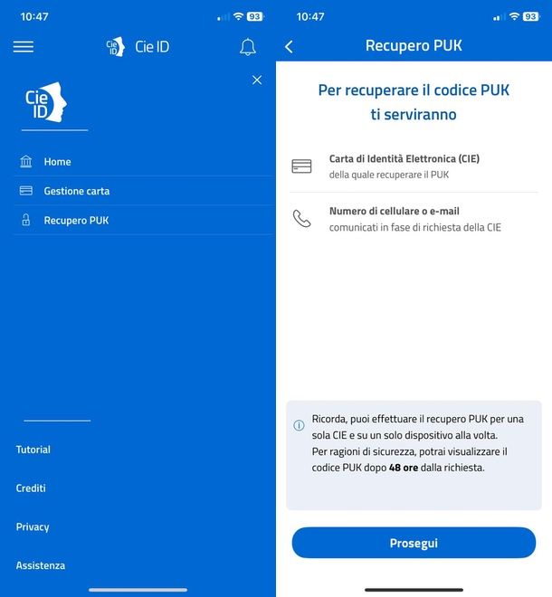 Recuperare PUK carta identità