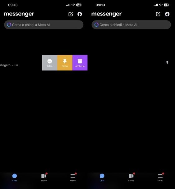 Fissare chat Messenger iPhone