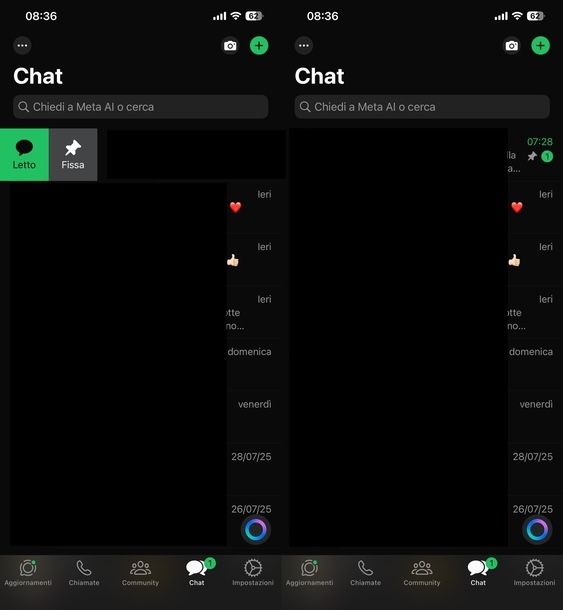 Fissare chat WhatsApp iPhone