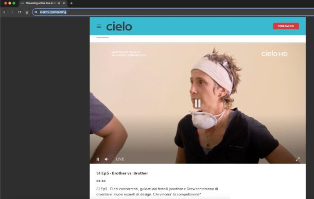 streaming cielo TV su sito
