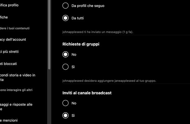 Disattivare notifiche Instagram Web