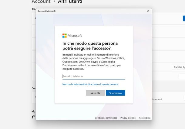 Cambiare account Microsoft Windows 11