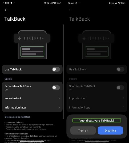 Disattivare TalkBack Xiaomi