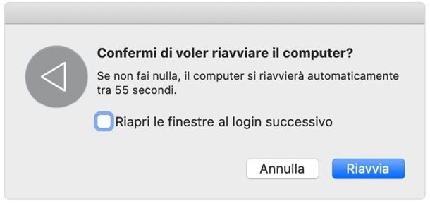 riavvio mac