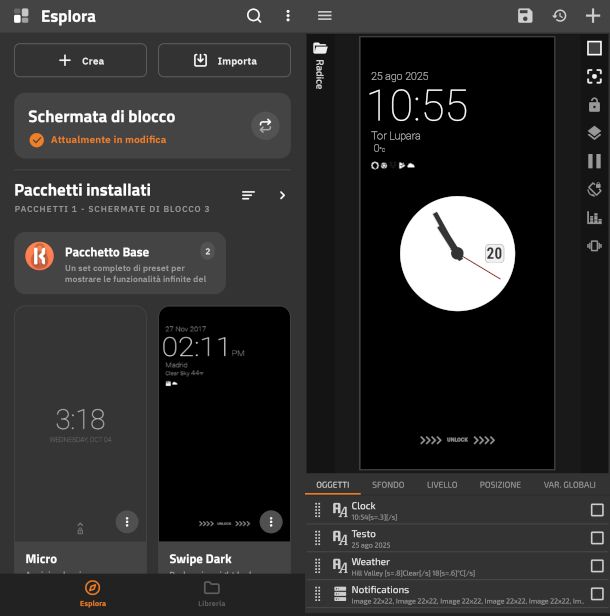 schermate app KLCK Kustom Lock Screen Maker