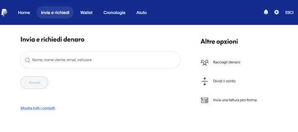 Inviare denaro con PayPal