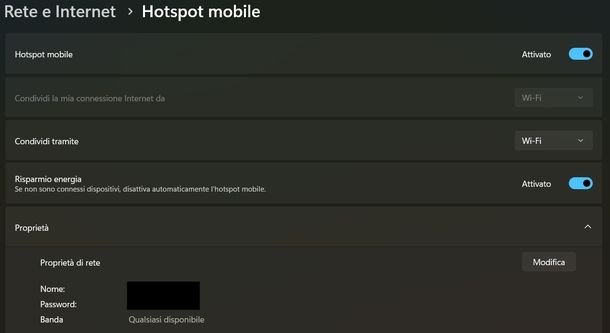 Fare hotspot Windows