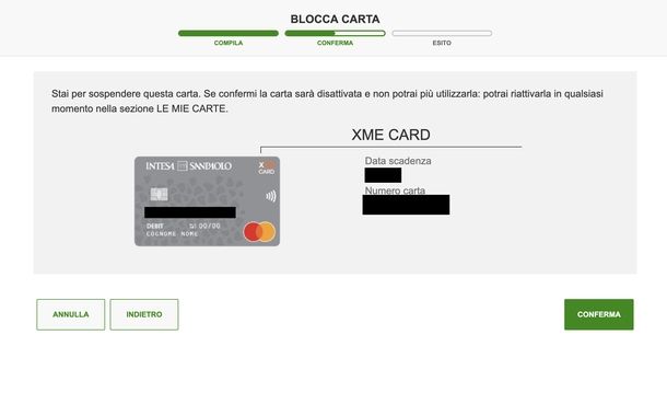 Sospendere carta Intesa Sanpaolo Web