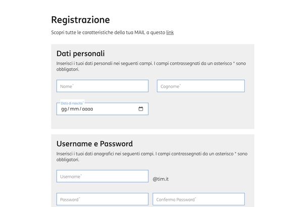 Creare nuovo indirizzo email TIM Mail