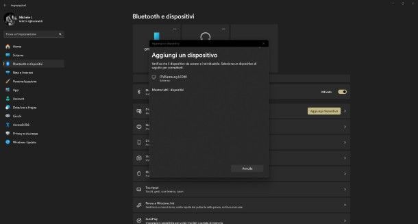 Bluetooth su Windows 11
