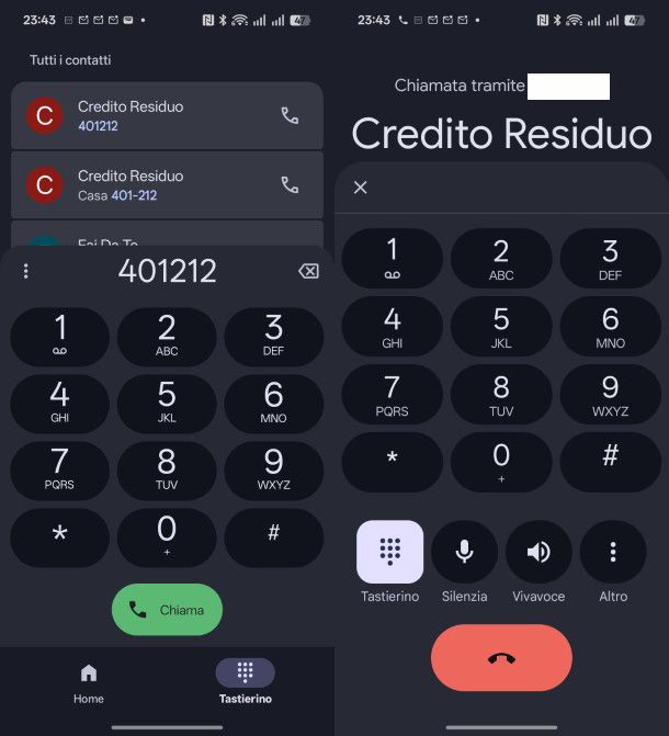 Numero Poste per credito residuo