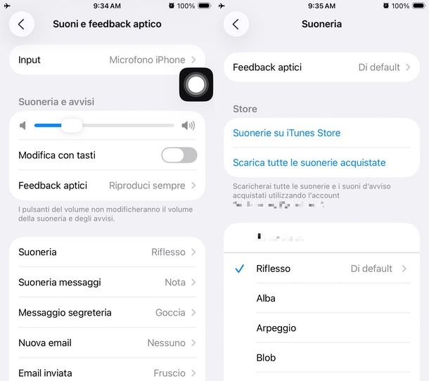 vibrazione impostazioni iPhone 
