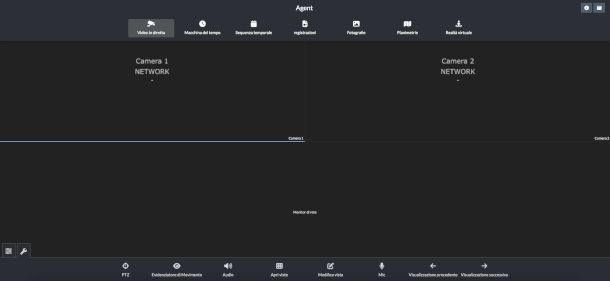 interfaccia principale Agent DVR