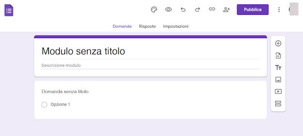 sondaggio su Google Moduli