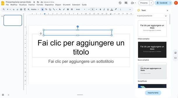 presentazioni google casella testo