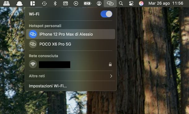 Collegare Mac a hotspot iPhone