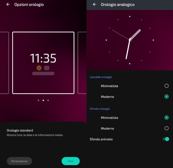 impostazione orologio schermata di blocco