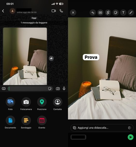 Scrivere foto chat WhatsApp iOS