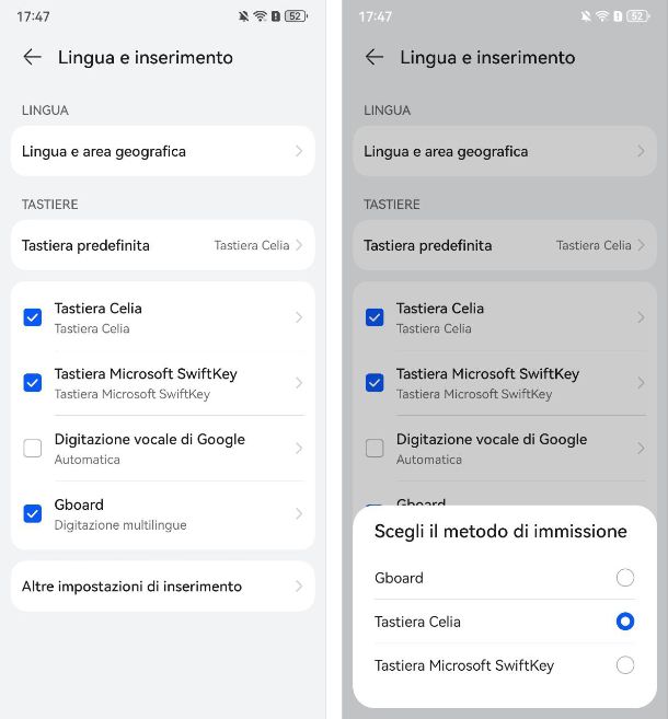 Come cambiare la tastiera del telefono Huawei