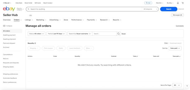 interfaccia ebay seller hub