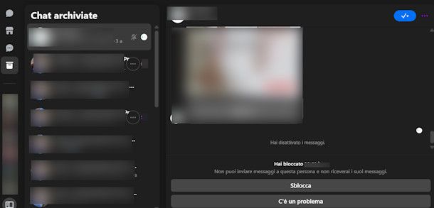 Chat archiviate su Messenger