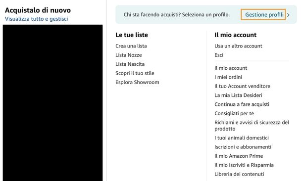 Cambiare account Amazon Prime Web