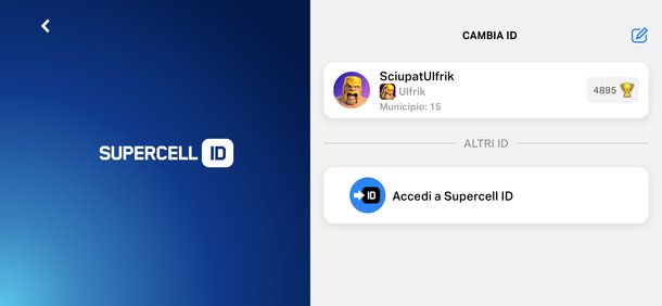 Supercell ID per Clash of Clans su Android