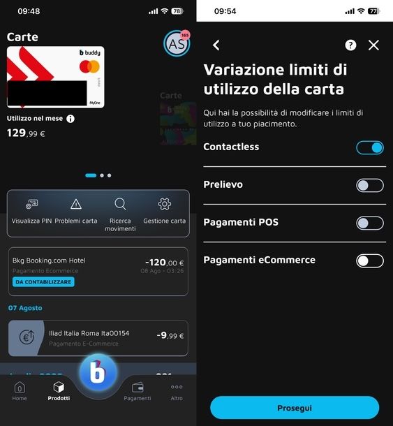 Impostare limiti utilizzo carta buddy UniCredit