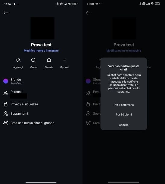Nascondere gruppo Instagram Android