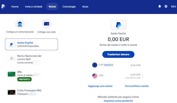 Ricaricare PayPal con bonifico