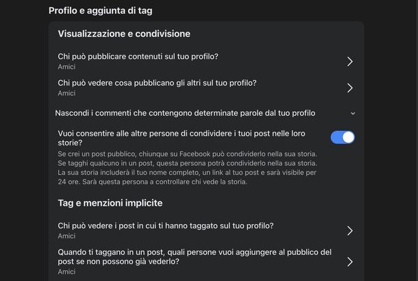 Nascondere foto taggate Facebook Web