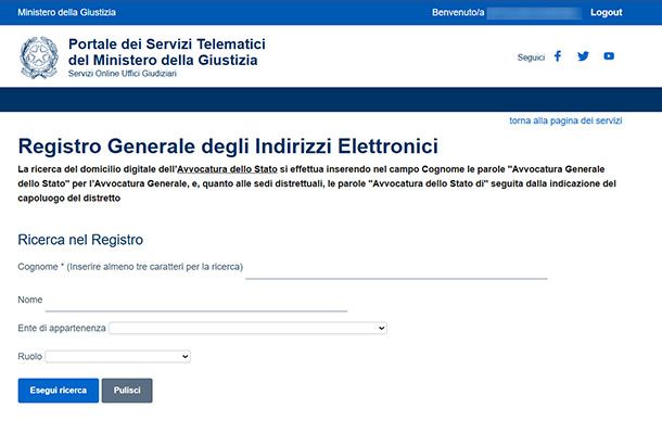 Registro Generale degli Indirizzi Elettronici