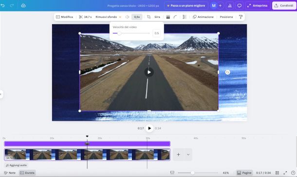 canva funzione per rallentare video