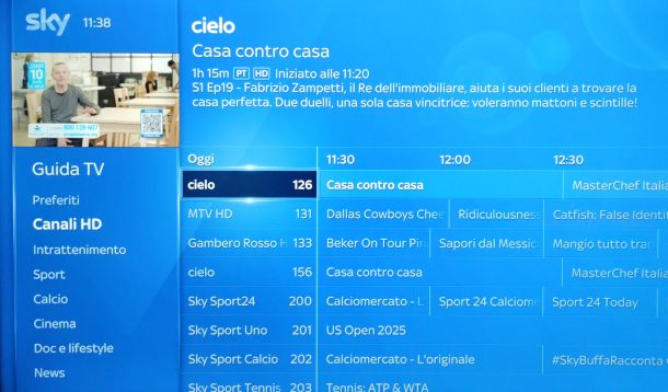 canale Cielo su Guida TV Sky Q