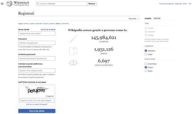 come registrarsi su wikipedia
