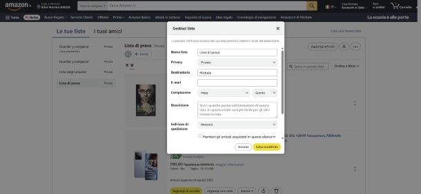 Gestione lista Amazon