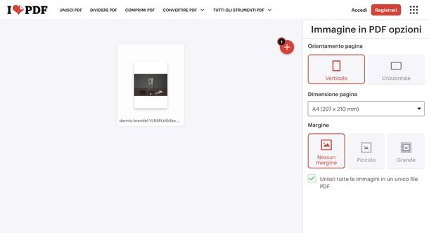 Trasformare foto in PDF online gratis