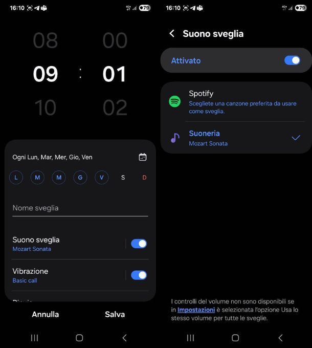 samsung suoneria sveglia