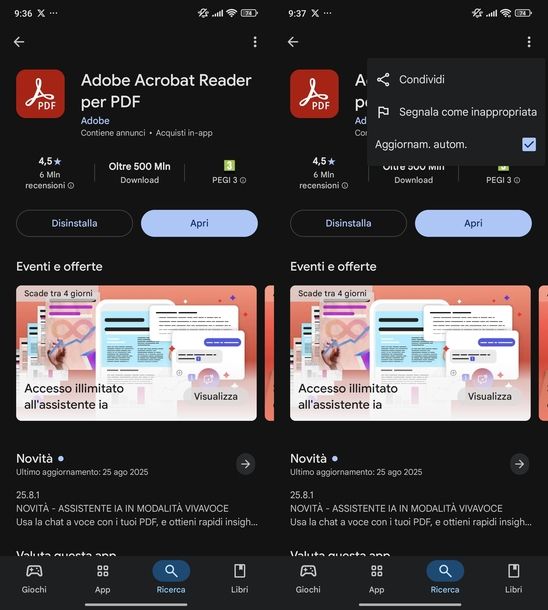 Aggiornare Adobe Acrobat Android