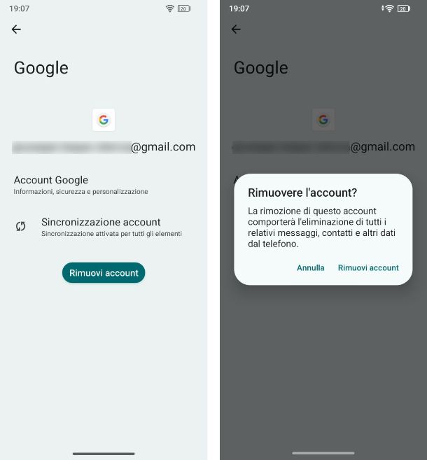 Come eliminare account Google su Android