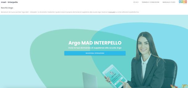 home page sito Interpello MAD Argo