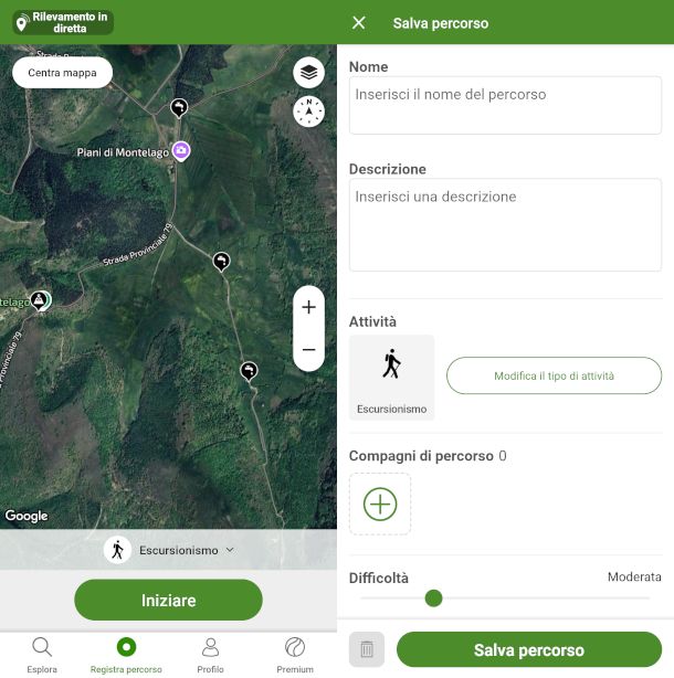 schermate app Wikiloc