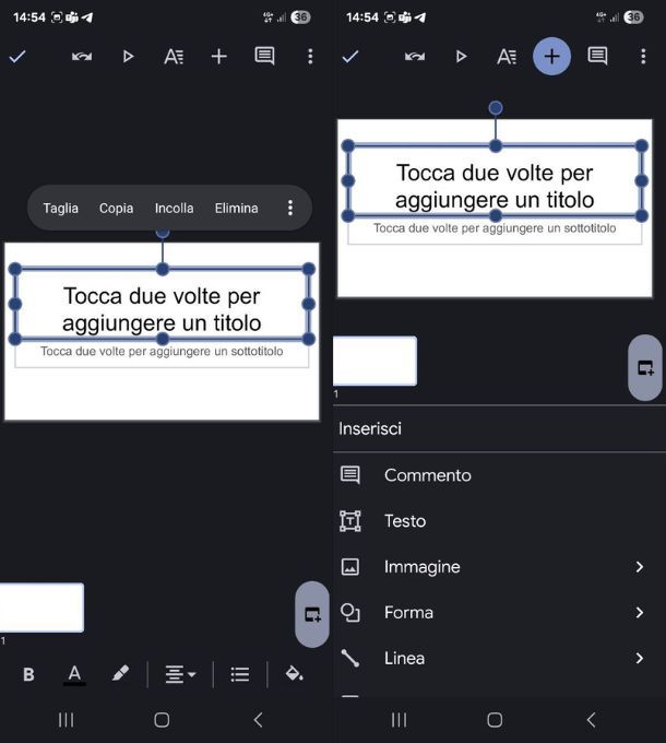 app presentazion google testo