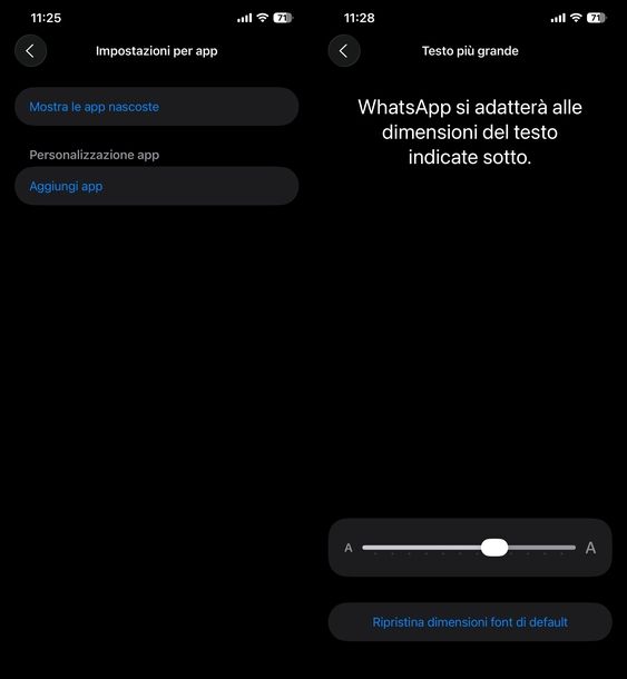 Testo più grande WhatsApp iPhone