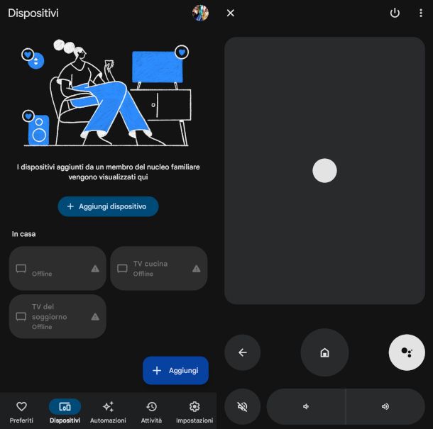 schermata app Google Home