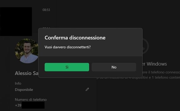 Cambiare account WhatsApp Windows