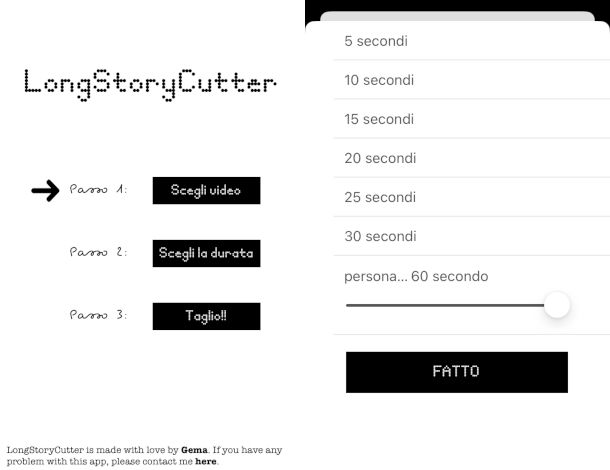 schermate app per tagliare video in più parti