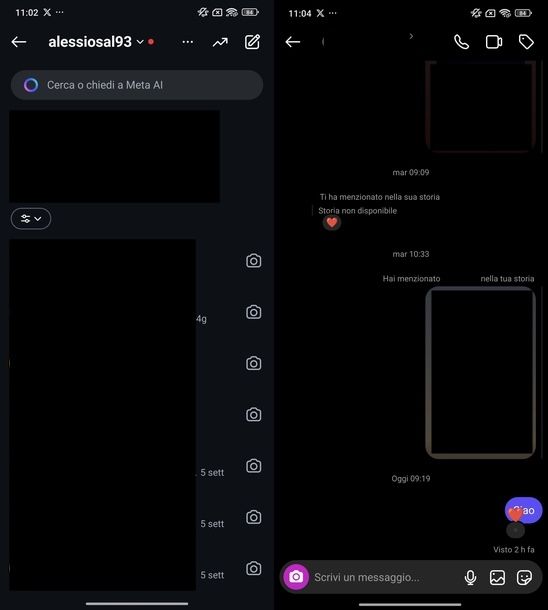 Mettere mi piace messaggi Instagram Android